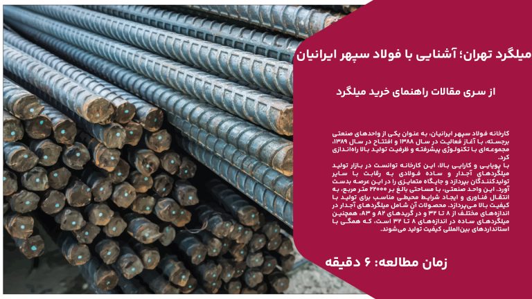 کارخانه فولاد سپهر ایرانیان، به عنوان یکی از واحدهای صنعتی برجسته، با آغاز فعالیت در سال ۱۳۸۸ و افتتاح در سال ۱۳۸۹، مجموعه‌ای با تکنولوژی پیشرفته و ظرفیت تولید بالا راه‌اندازی کرد. با پویایی و کارایی بالا، این کارخانه توانست در بازار تولید میلگردهای آجدار و ساده فولادی به رقابت با سایر تولیدکنندگان بپردازد و جایگاه متمایزی را در این عرصه بدست آورد. این واحد صنعتی، با مساحتی بالغ بر ۲۲۰۰۰ متر مربع، به انتقال فناوری و ایجاد شرایط محیطی مناسب برای تولید با کیفیت بالا می‌پردازد. محصولات آن شامل میلگردهای آجدار در اندازه‌های مختلف از ۸ تا ۳۲ و در گریدهای A2 و A3، همچنین میلگردهای ساده در اندازه‌های ۸ تا ۳۲ است، که همگی با استانداردهای بین‌المللی کیفیت تولید می‌شوند