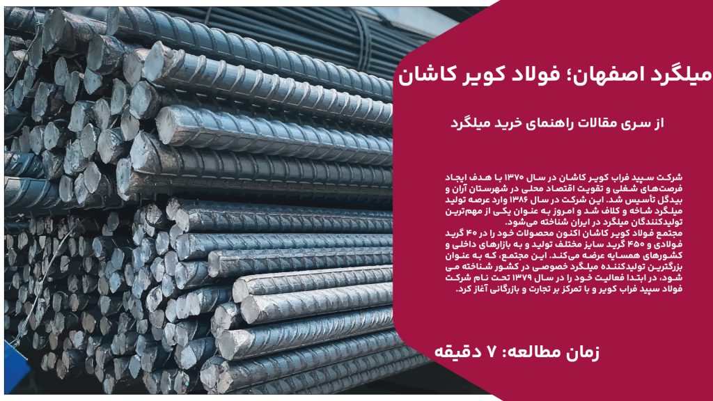 شرکت سپید فراب کویر کاشان در سال ۱۳۷۰ با هدف ایجاد فرصت‌های شغلی و تقویت اقتصاد محلی در شهرستان آران و بیدگل تأسیس شد. این شرکت در سال ۱۳۸۶ وارد عرصه تولید میلگرد شاخه و کلاف شد و امروز به عنوان یکی از مهم‌ترین تولیدکنندگان میلگرد در ایران شناخته می‌شود. مجتمع فولاد کویر کاشان اکنون محصولات خود را در ۴۰ گرید فولادی و ۴۵۰ گرید سایز مختلف تولید و به بازارهای داخلی و کشورهای همسایه عرضه می‌کند. این مجتمع، که به عنوان بزرگترین تولیدکننده میلگرد خصوصی در کشور شناخته می‌شود، در ابتدا فعالیت خود را در سال ۱۳۷۹ تحت نام شرکت فولاد سپید فراب کویر و با تمرکز بر تجارت و بازرگانی آغاز کرد